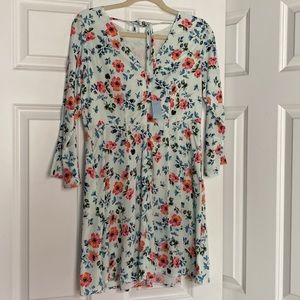 Blue floral print dress LOFT